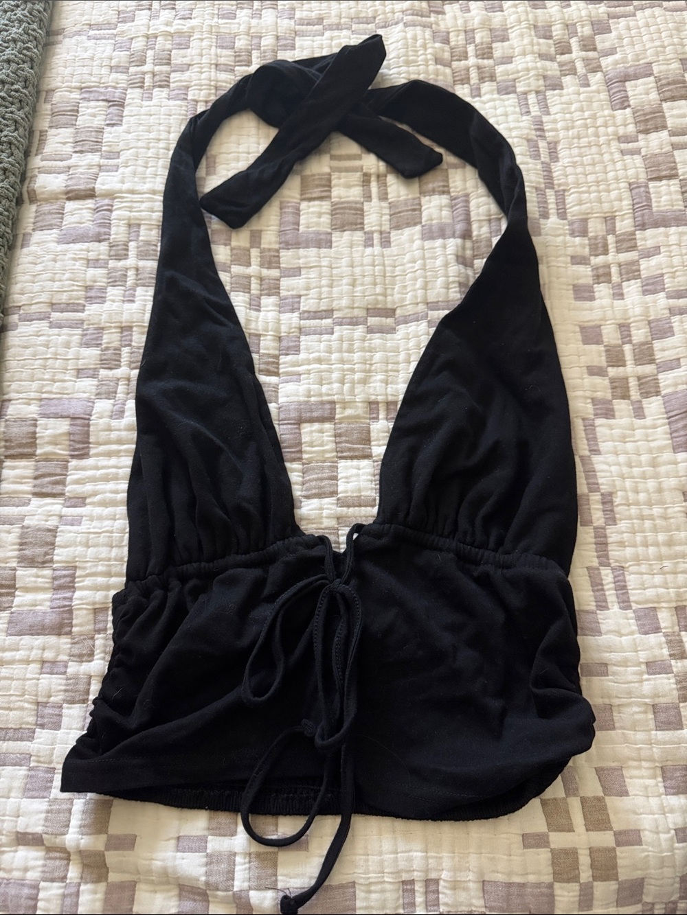 Black Halter Kids One-Piece Swim Top